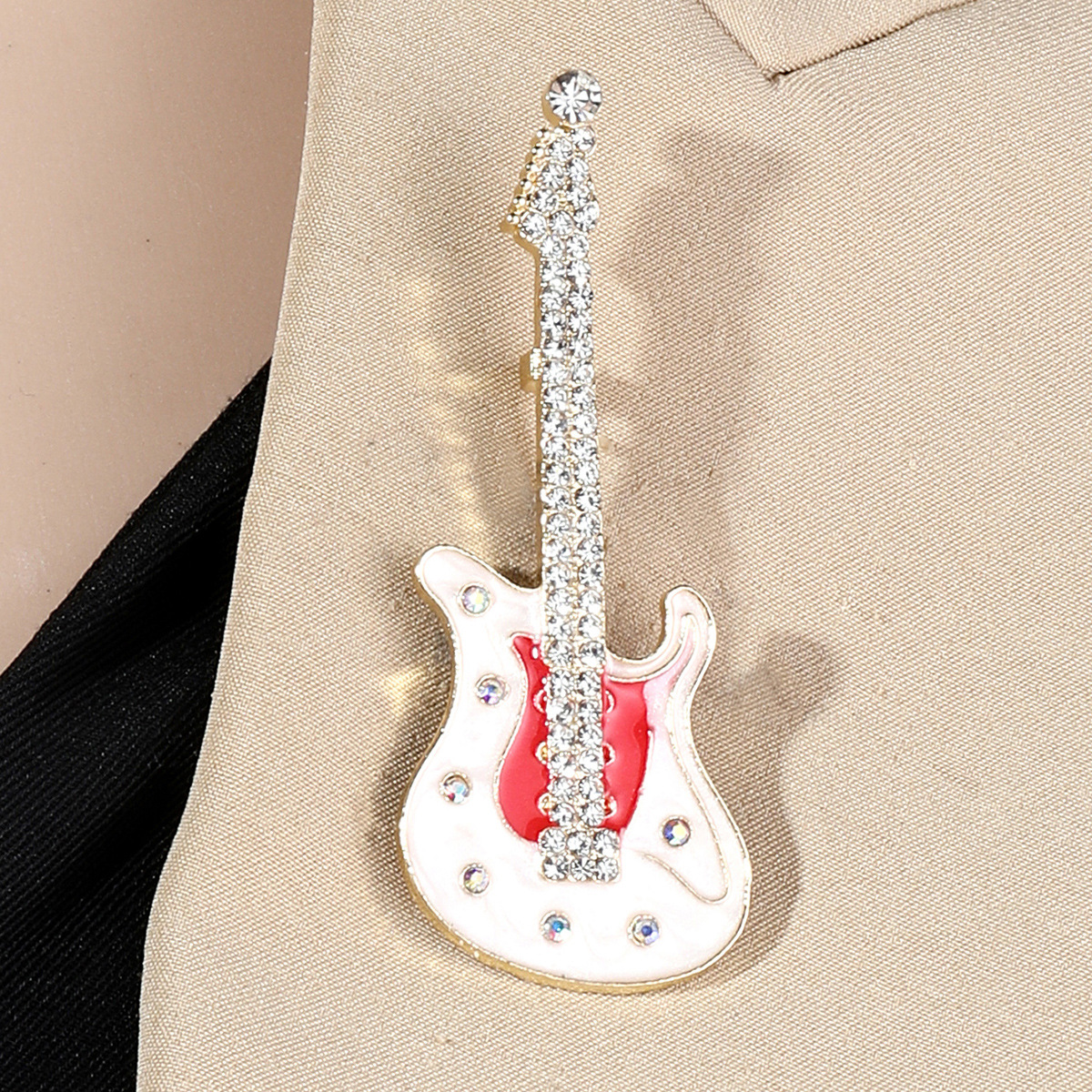 Musical Instrument Logo - Music Guitar Design Metal Inlaid Rhinestone