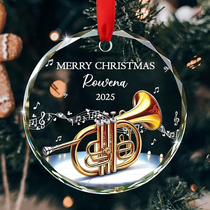 Musical Instruments Names - Unique Cornet Instrument Glass Keepsake Ornament