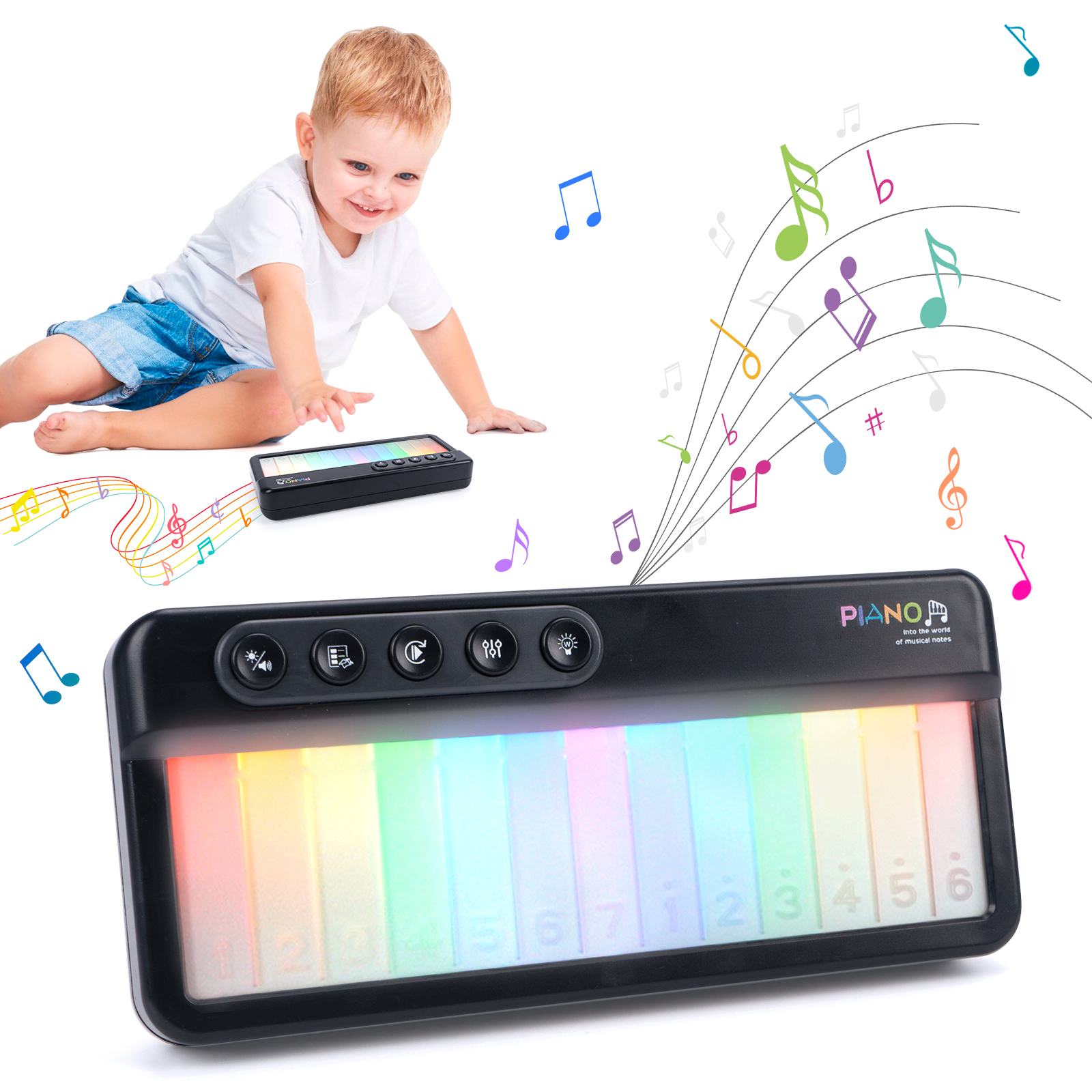Musical Instruments Names - Rainbow Flashing Piano Toys with 5