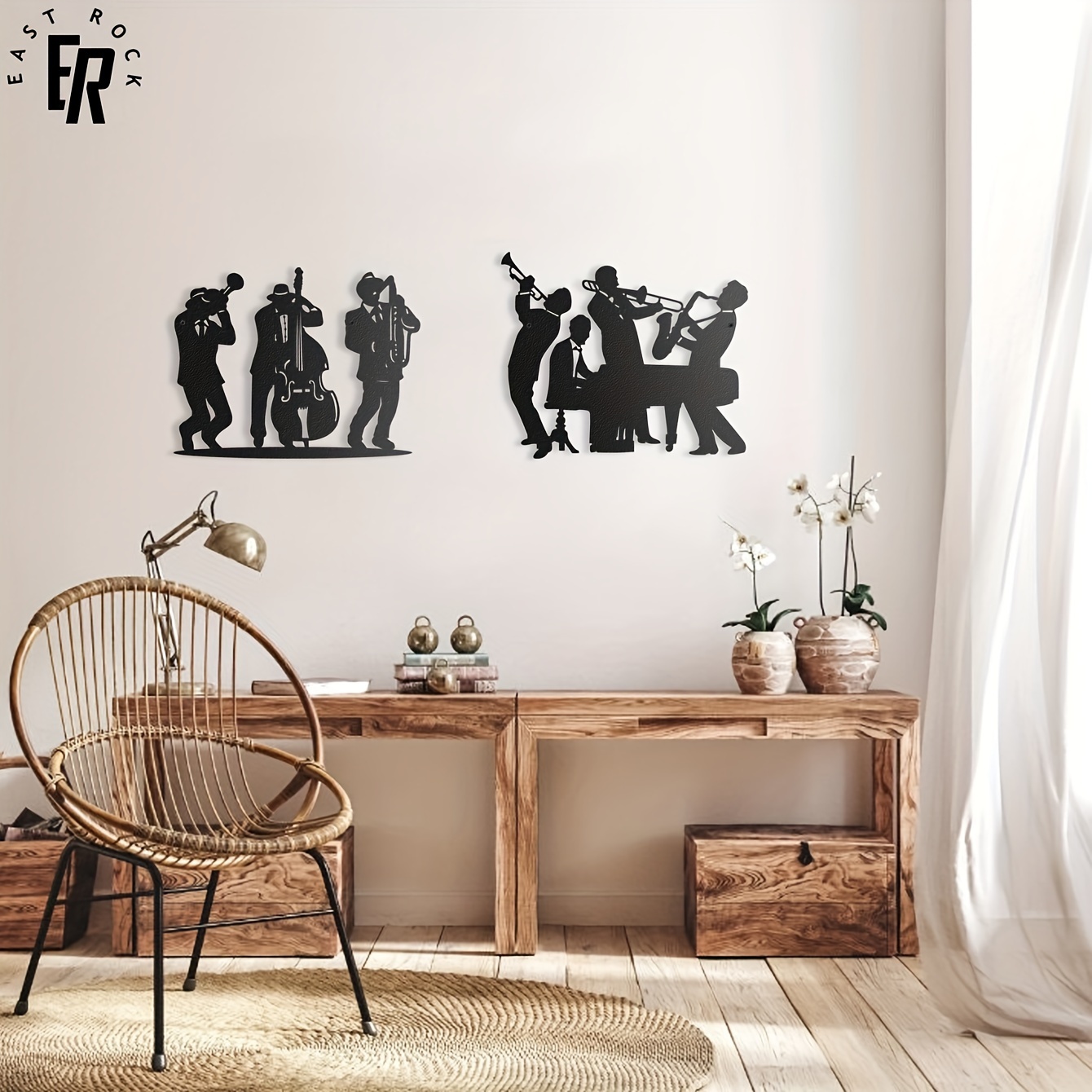 Metal Musician Silhouette Wall - مراجعة Musical Instrument Logo وسعره