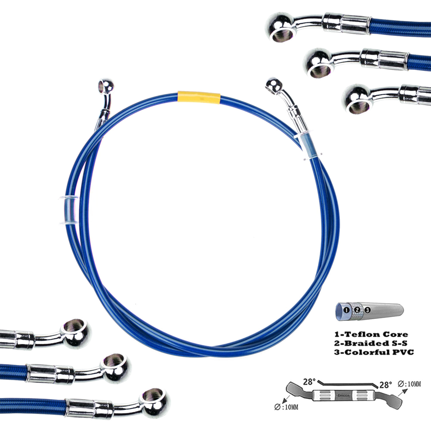 Blue 400mm-2200mm Brake Hose H - مراجعة Musical Instrument Banjo وسعره