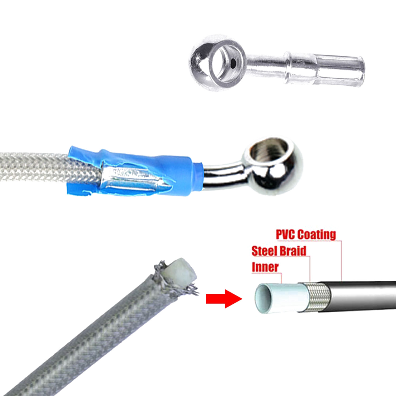 Blue 400mm-2200mm Brake Hose H - مراجعة Musical Instrument Banjo وسعره
