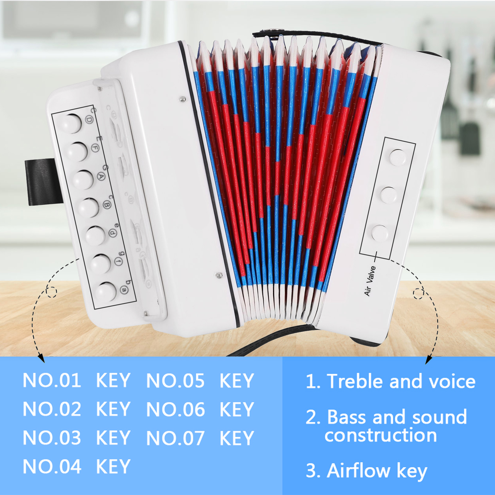 Mini 10 Keys Accordion Toy for - مراجعة Musical Instrument Project وسعره