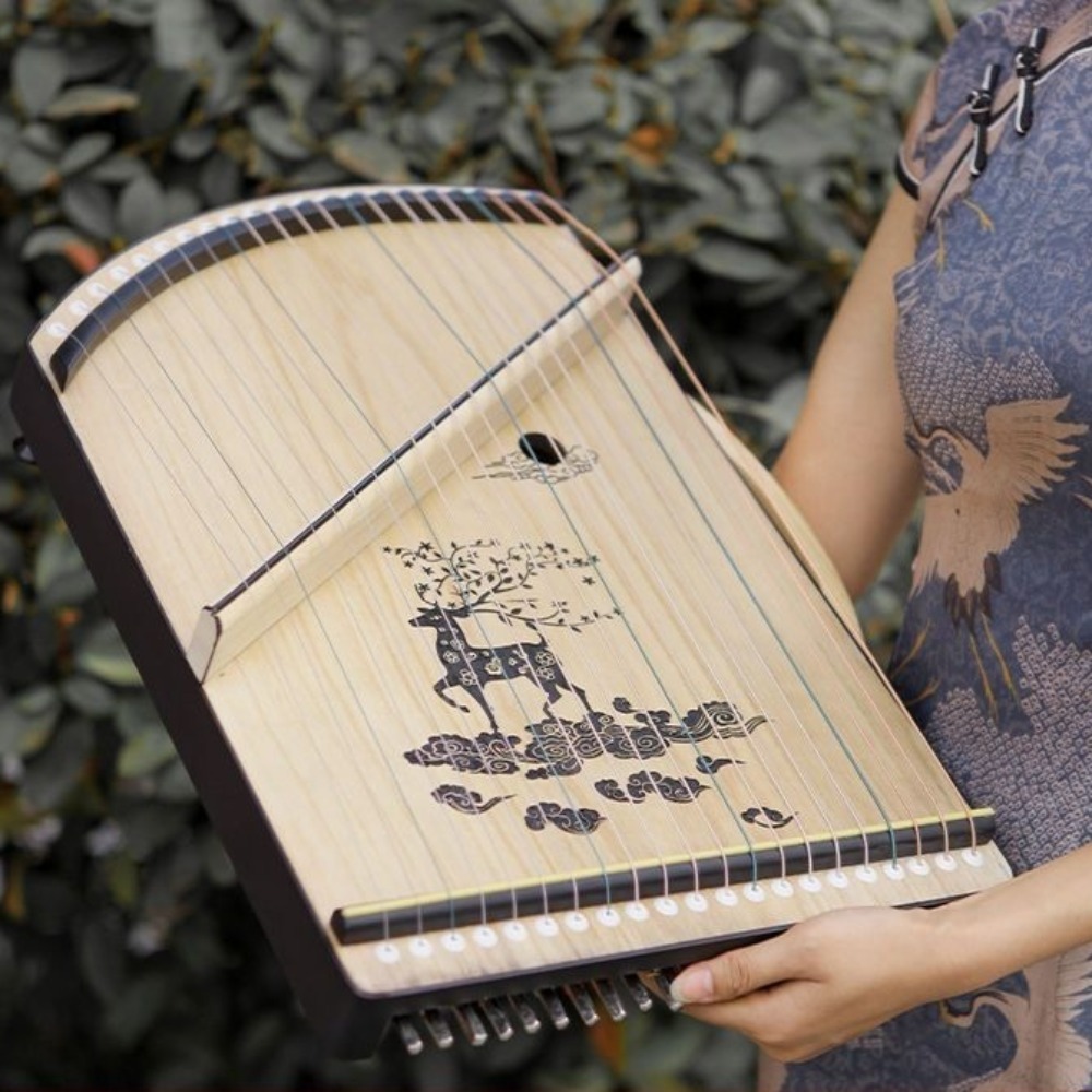 Wooden 21-string Mini Guzheng  - مراجعة Musical Instrument Guzheng وسعره