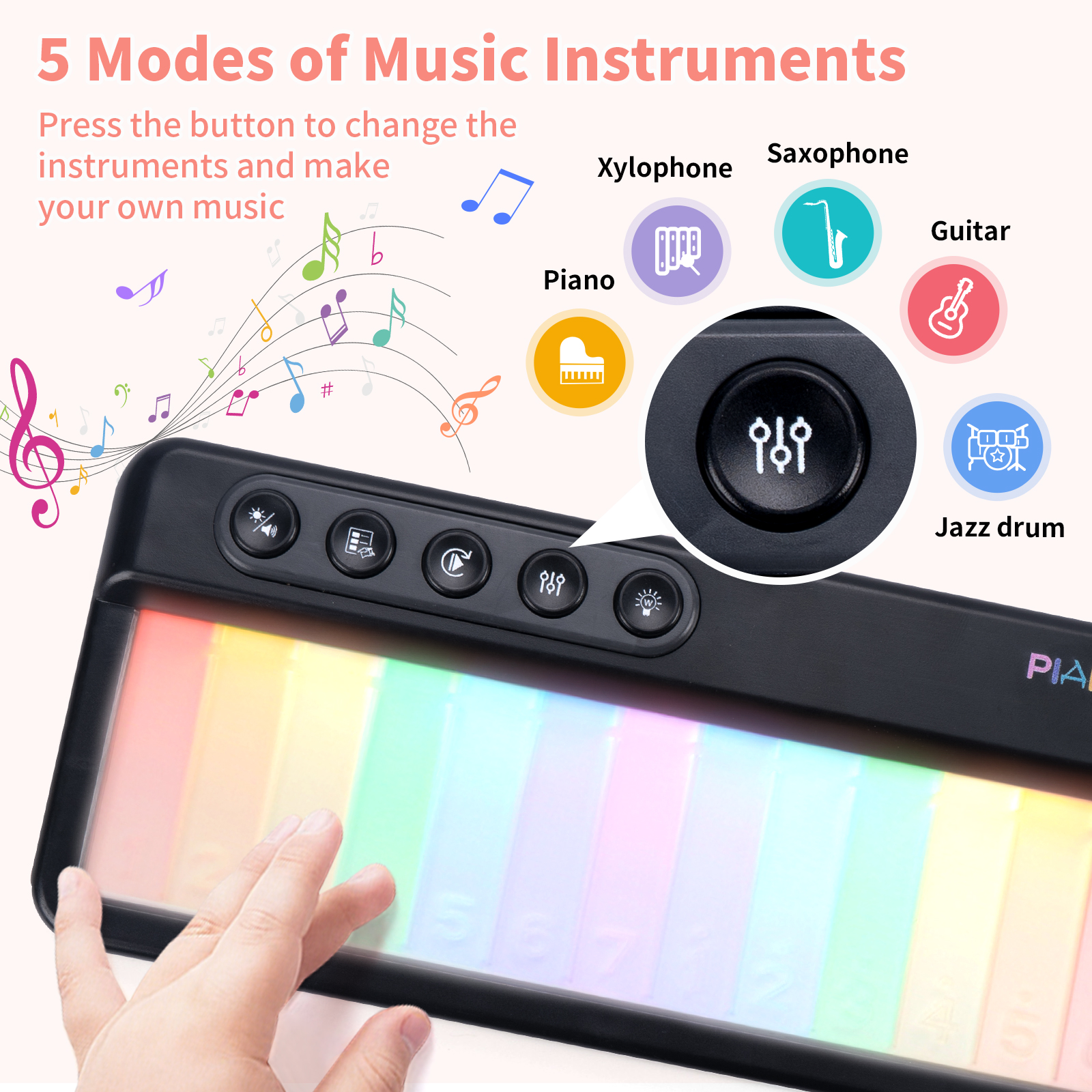 Rainbow Flashing Piano Toys wi - مراجعة Musical Instruments Names وسعره
