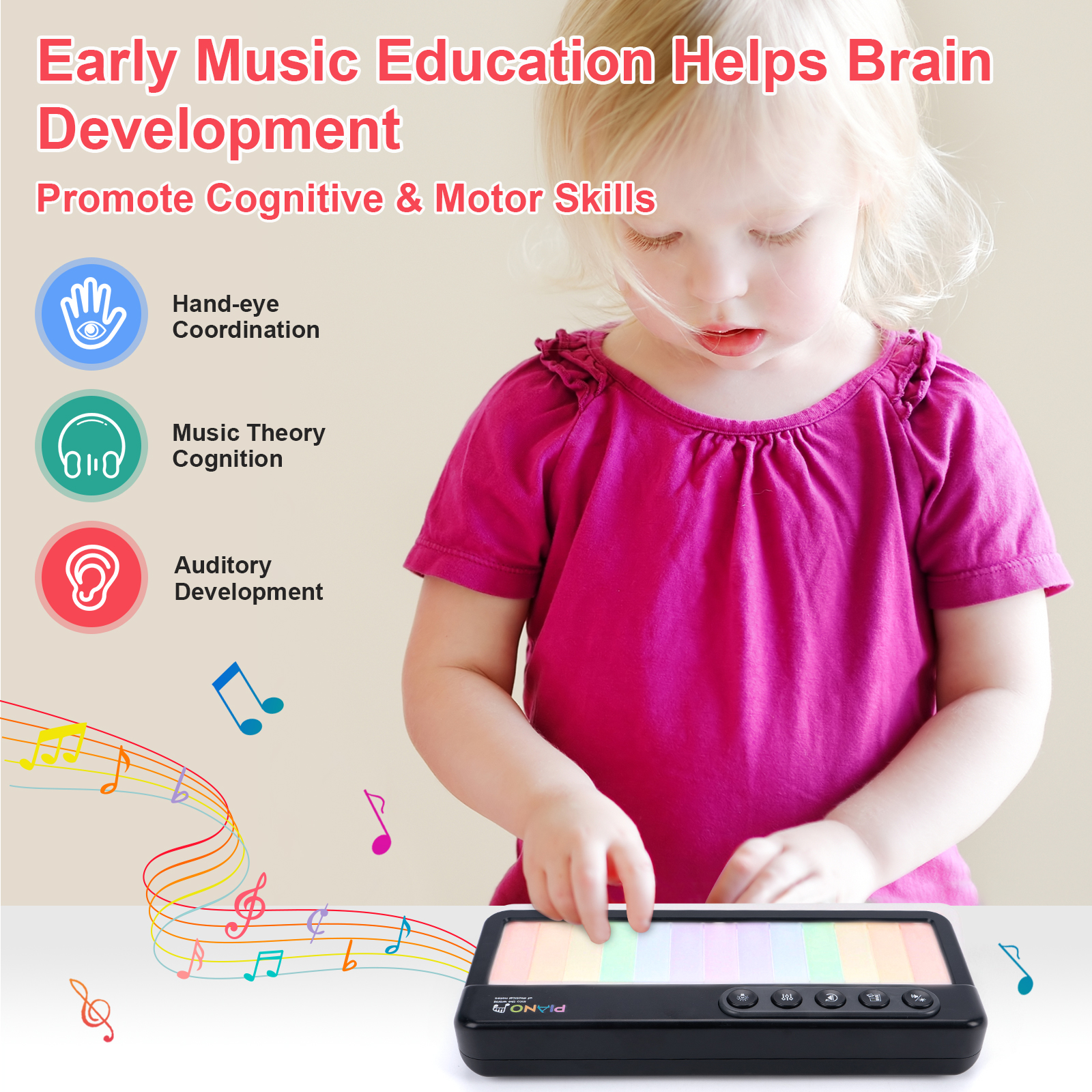 Rainbow Flashing Piano Toys wi - مراجعة Musical Instruments Names وسعره